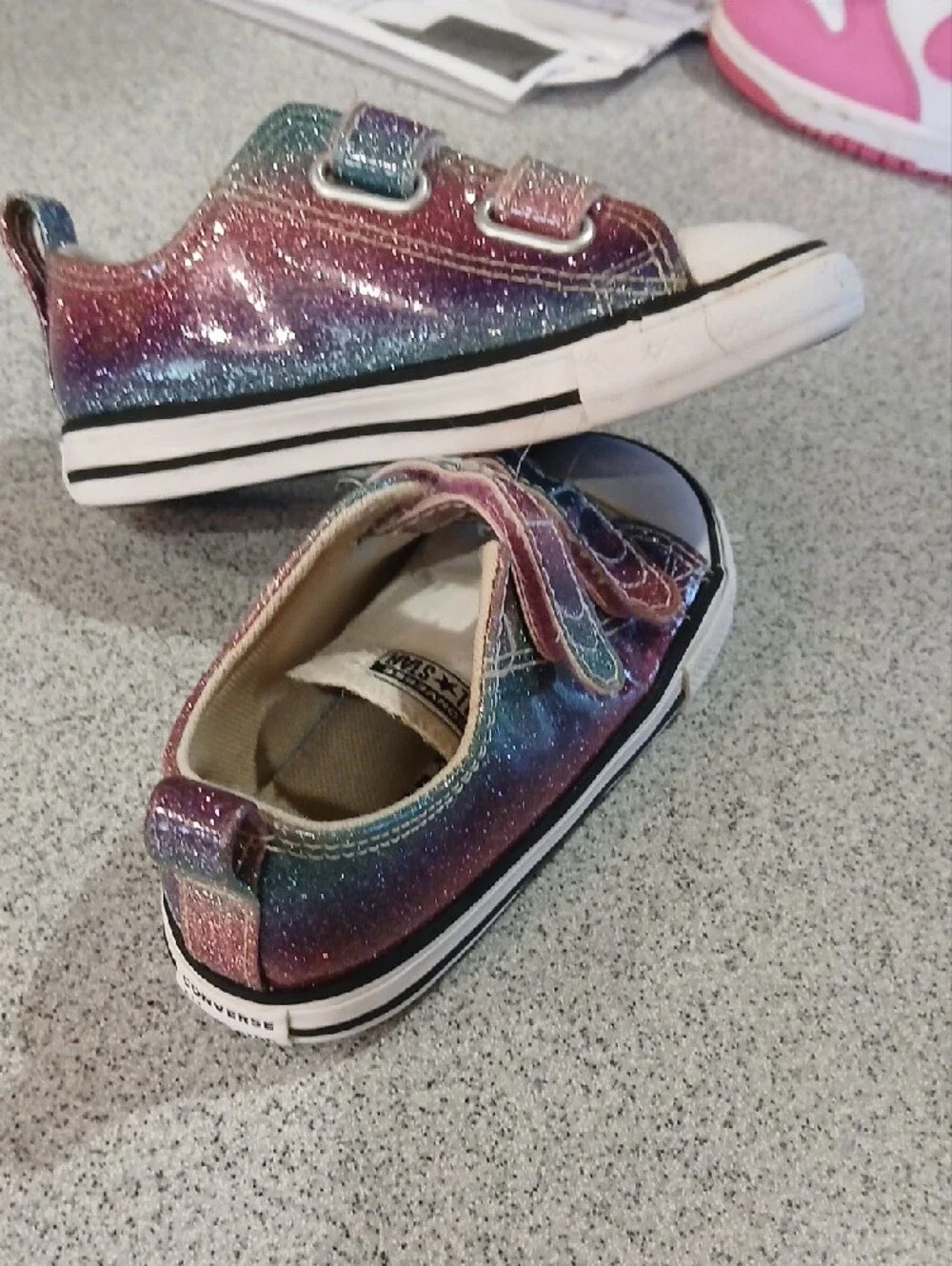 Converse Kids Glitter Velcro Sneakers in Pink, Purple, Blue